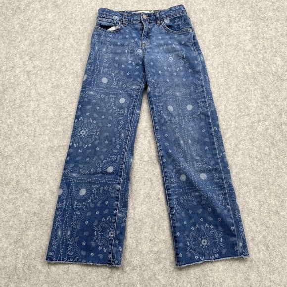 Levi Strauss Signature Other - Levi Strauss Signature Wide Leg Jeans Girls 10 23x24 Blue Paisley Print Stretch